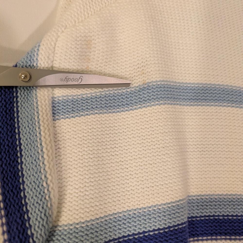 Pistola Adina Blue/White Waffle Knit Crew Neck Sweater - Picture 8 of 9